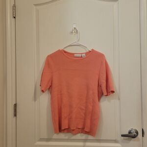 croft & barrow Ribbed Short Sleeve Top - Coral Peach